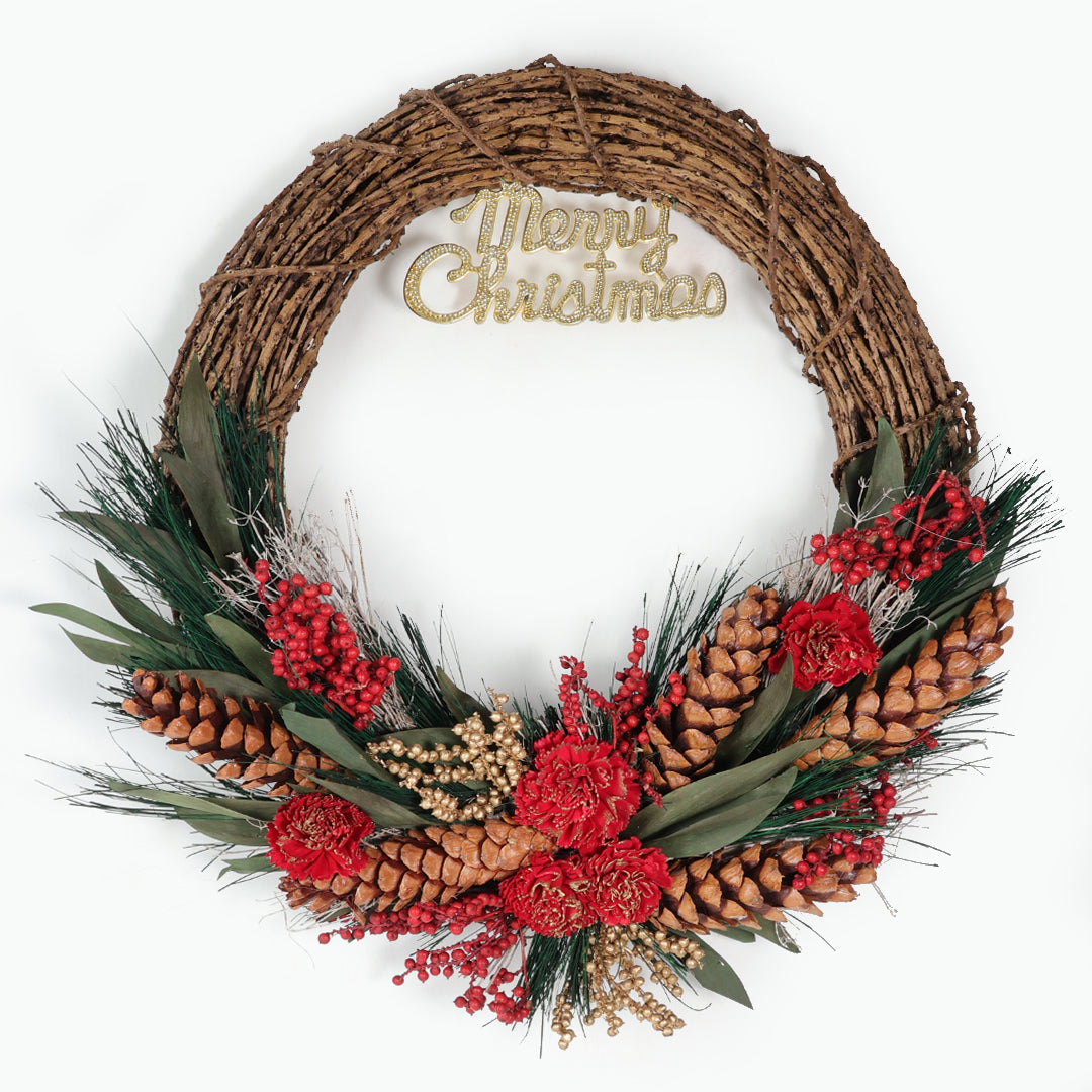 Pine Cone Lit Christmas Wreath